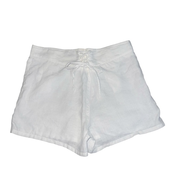 Biton Key West Linen Sailor Shorts Front Button High Waist in Ivory Size 6 - Picture 2 of 9